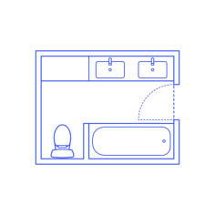 Layouts Bathrooms Primary 2 Wall Facing Blueprint Style Svg Vector, Free Vectors File